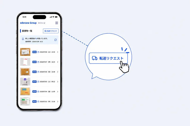 STEP5 マイページから転送を依頼する画面